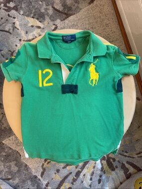 Polo by Ralph Lauren Teal Green Polo with Yellow Logo & Number